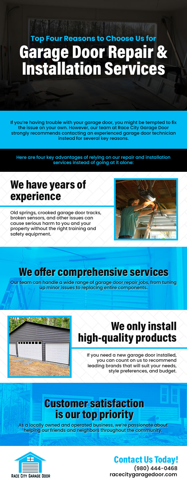 Top Four Reasons to Choose Us for Garage Door Repair & Installation Services